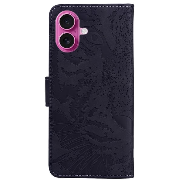 SKALO iPhone 17 Embossed Tiger Plånboksfodral - Svart