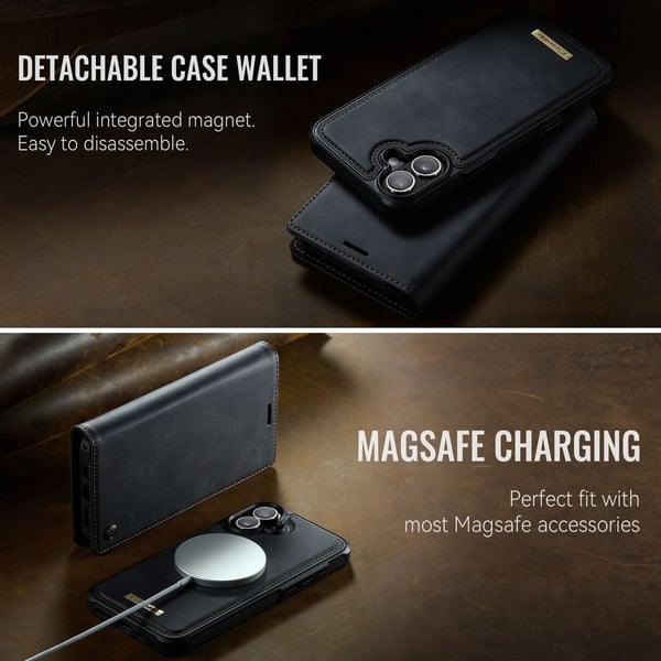 CaseMe iPhone 17 C49 Irrotettava Magneettinen Lompakkokotelo - Musta