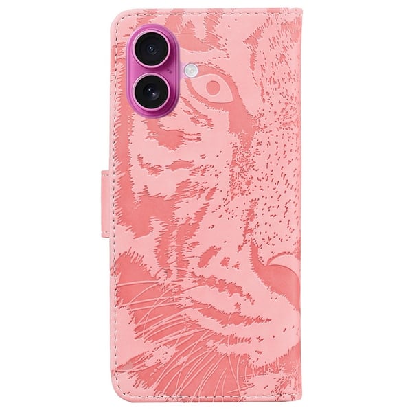 SKALO iPhone 17 Præget Tiger Flip Cover - Pink