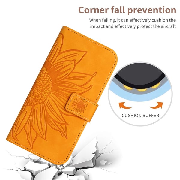 SKALO iPhone 17 Præget Blomst Flip Cover - Gul