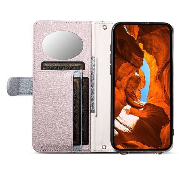 SKALO iPhone 17 ESEBLE E11 Litchi Mirror Flip Cover - Lilla