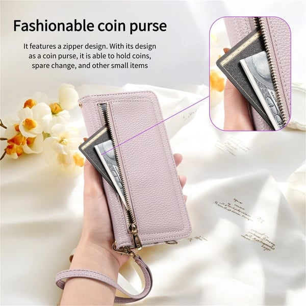 SKALO iPhone 17 ESEBLE E11 Litchi Mirror Flip Cover - Lilla