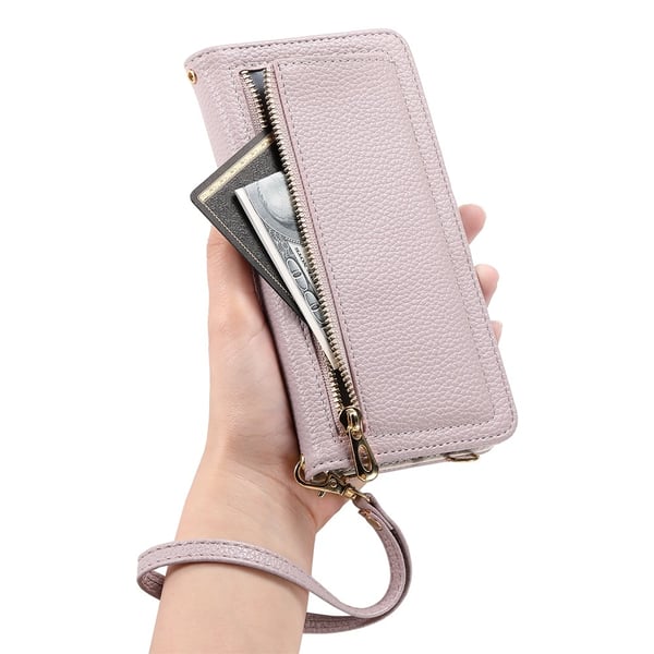 SKALO iPhone 17 ESEBLE E11 Litchi Mirror Flip Cover - Lilla