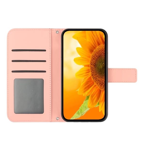 SKALO iPhone 17 Præget Blomst Flip Cover - Pink