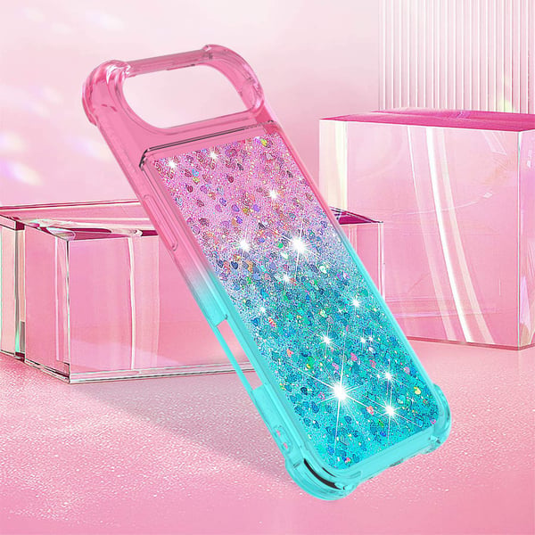 SKALO iPhone Air Kviksand Glitter Cover - Pink-Turkis