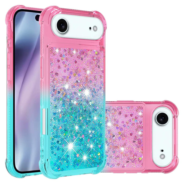 SKALO iPhone Air Kviksand Glitter Cover - Pink-Turkis