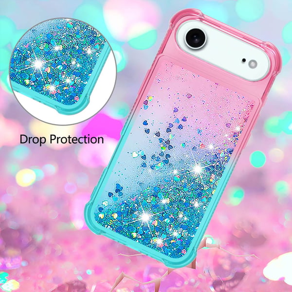 SKALO iPhone Air Kviksand Glitter Cover - Pink-Turkis