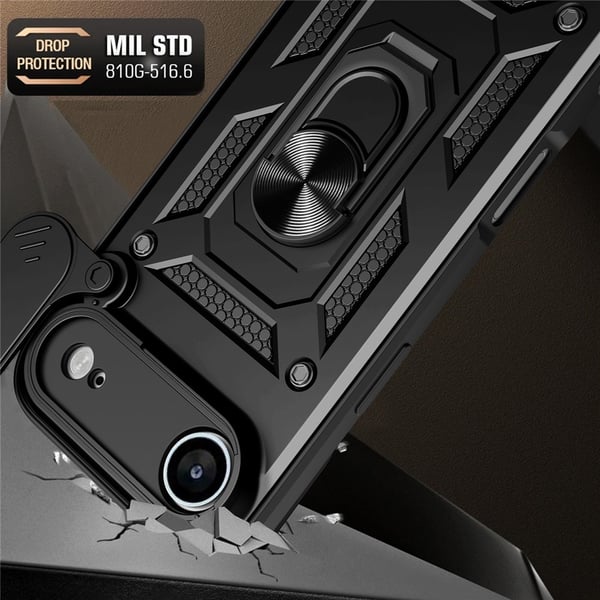 SKALO iPhone Air Armor Metallring Kameraslider Cover - Sort