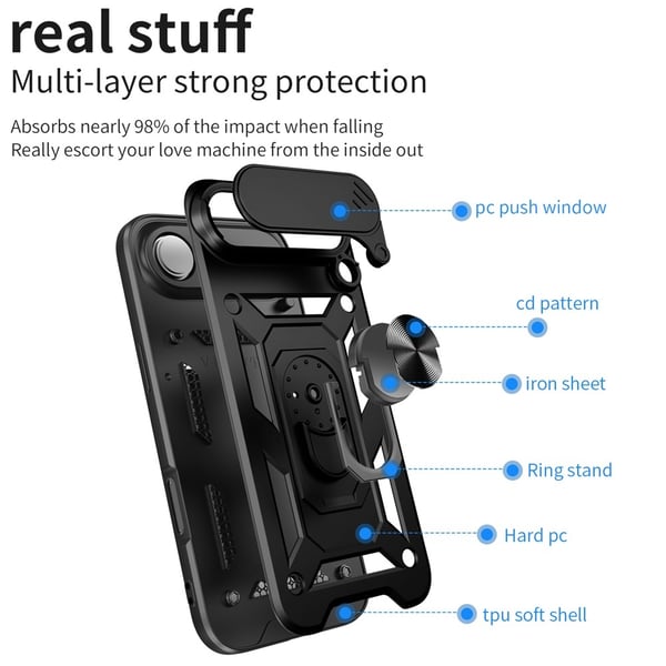 SKALO iPhone Air Armor Metallring Kameraslider Cover - Rød
