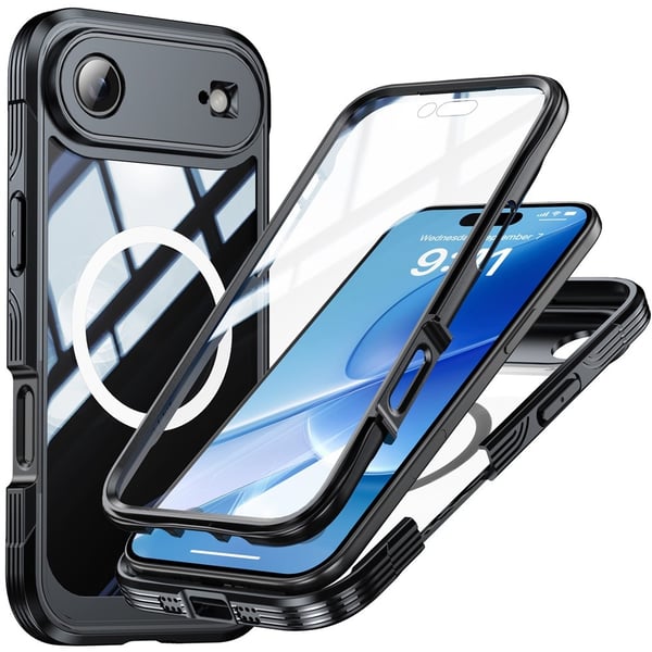 SKALO iPhone Air Shockproof Clear Hybrid+Skærmbeskyttelse Cover - Sort
