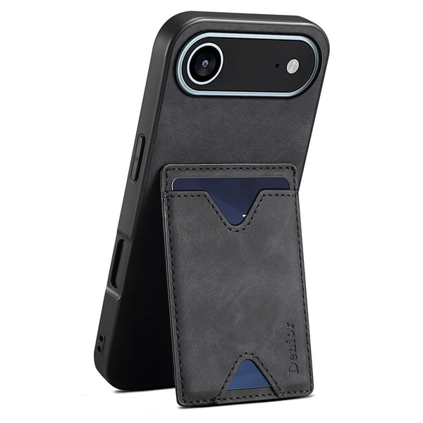 SKALO iPhone Air DENIOR PU-Læder Kortholder Cover - Sort