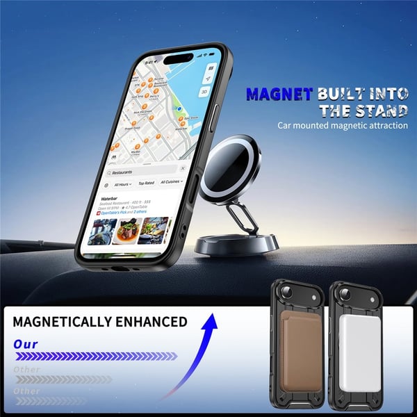 SKALO iPhone Air Pyörivä Rengas Suojakuori - Musta