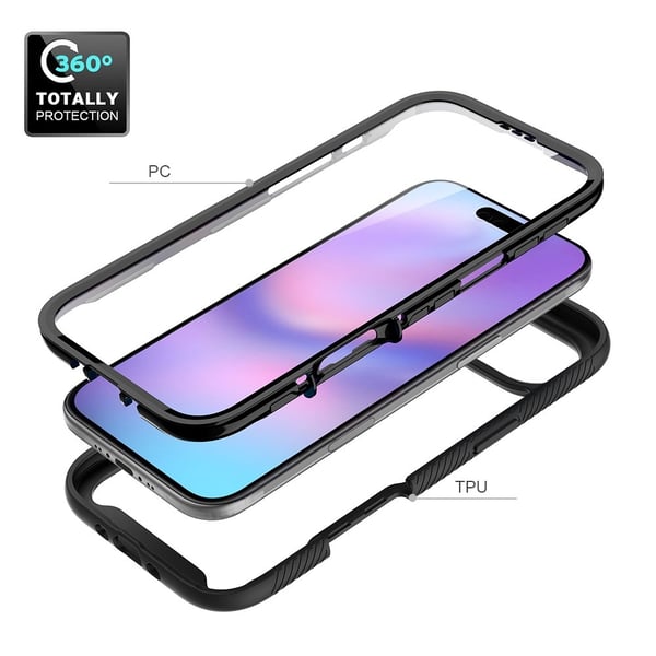 SKALO iPhone Air Shockproof Clear Hybrid+Skærmbeskyttelse Cover - Lilla