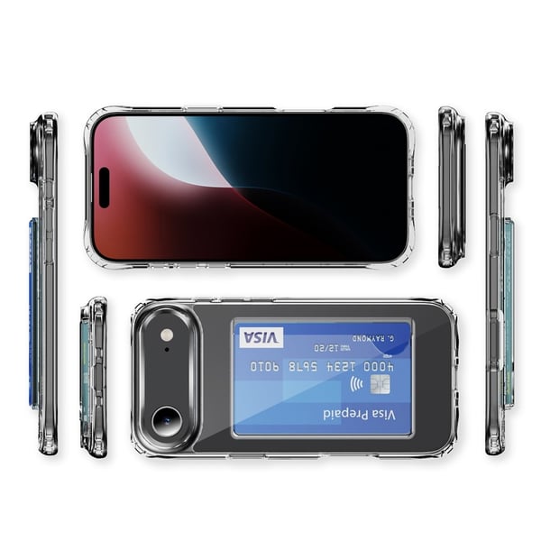 SKALO iPhone Air Läpinäkyvä Korttitasku Suojakuori - Läpinäkyvä
