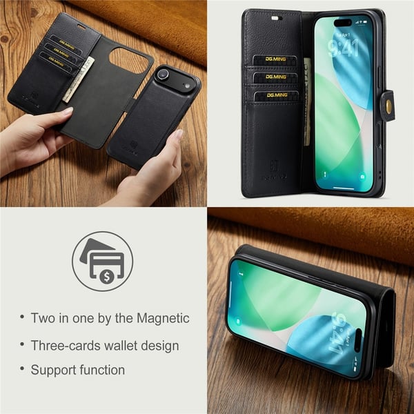 DG MING iPhone Air 2-i-1 Magnet Flip Cover - Sort