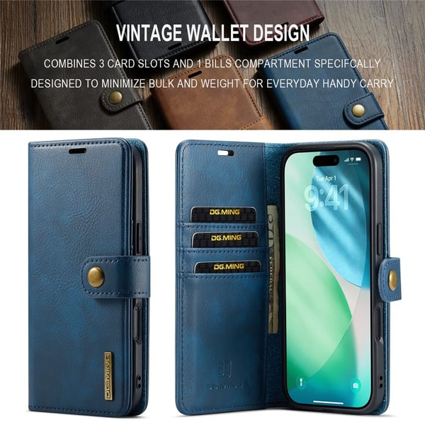 DG MING iPhone Air 2-i-1 Magnet Flip Cover - Blå