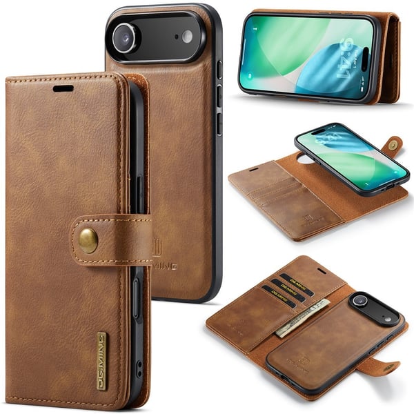 DG MING iPhone Air 2-i-1 Magnet Flip Cover - Brun
