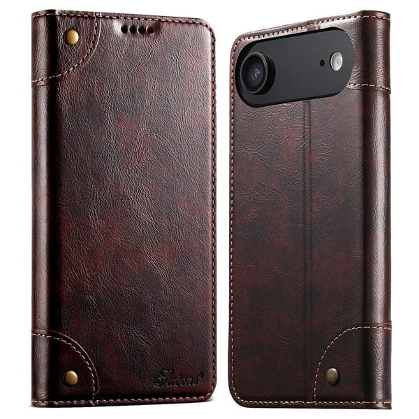SKALO iPhone Air SUTENI PU-Læder Flip Cover - Brun