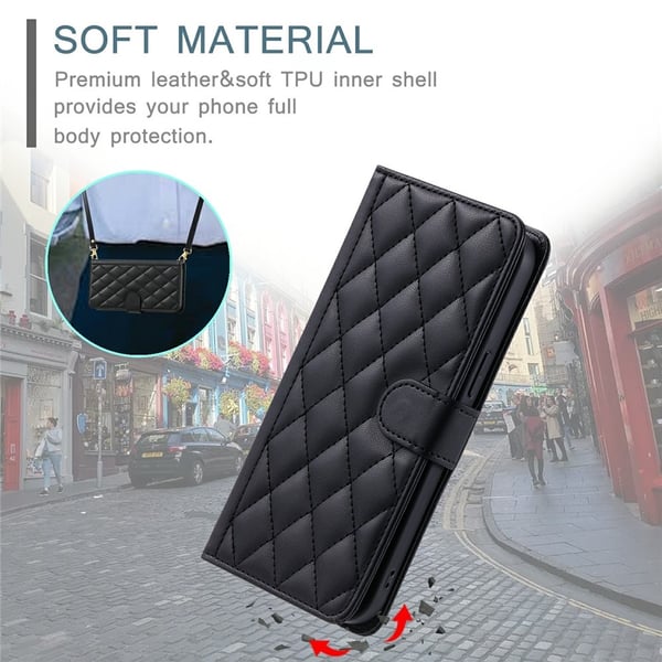 SKALO iPhone Air Quiltet Skulderrem Flip Cover - Sort