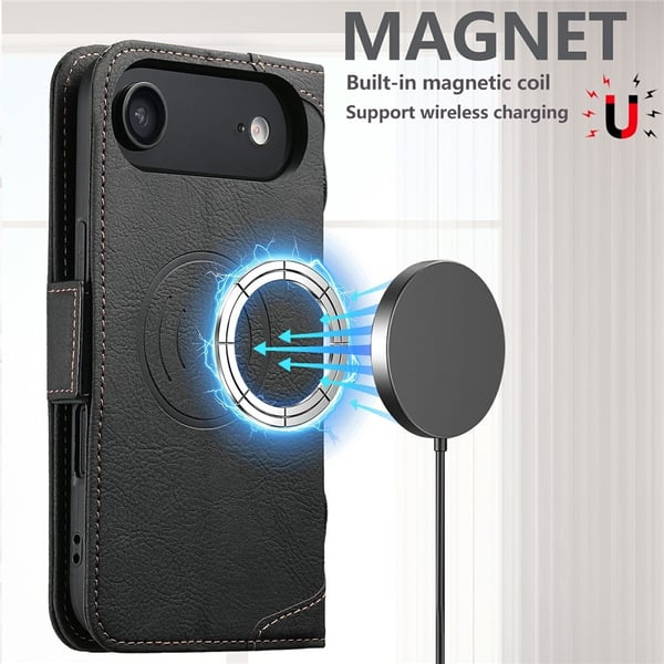 SKALO iPhone Air SUTENI J07 PU-Læder Flip Cover - Sort