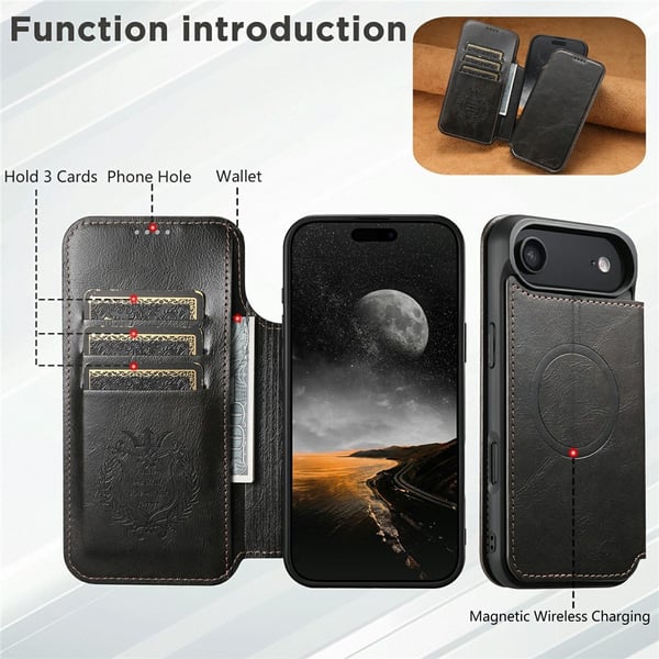 SKALO iPhone Air SUTENI J05 PU-Læder Flip Cover - Sort