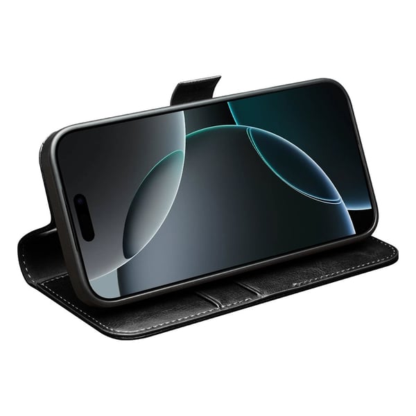 SKALO iPhone Air QIALINO Ægte Læder Flip Cover - Sort