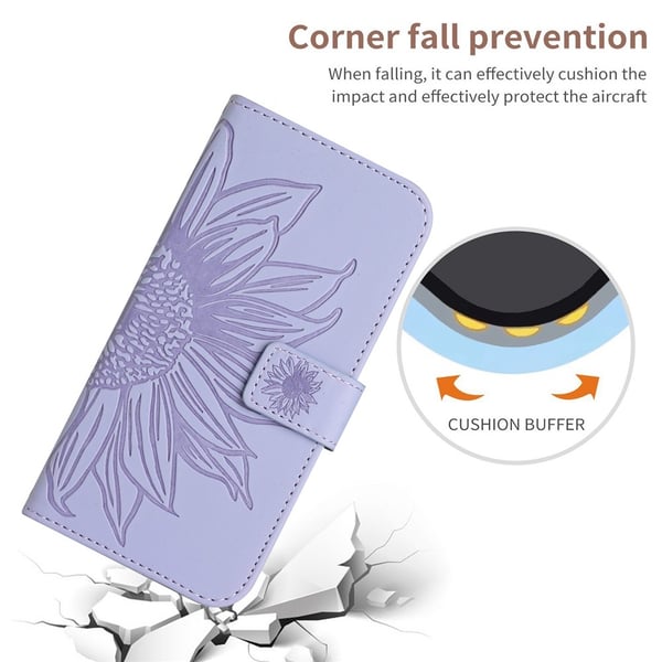 SKALO iPhone Air Præget Blomst Flip Cover - Lilla
