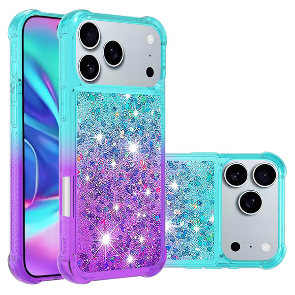 SKALO iPhone 17 Pro Kviksand Glitter Cover - Turkis-Lilla
