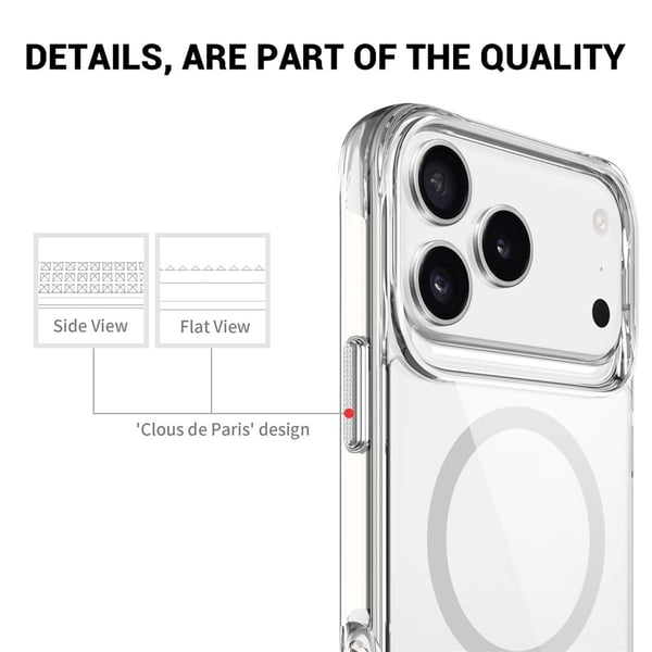 SKALO iPhone 17 Pro Alu Kickstand TPU Cover - Gennemsigtig