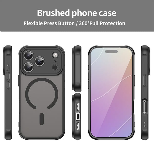 SKALO iPhone 17 Pro Matta Hybrid Suojakuori - Musta