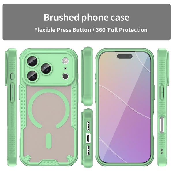 SKALO iPhone 17 Pro Armor Hybrid Frosted Cover - Grøn