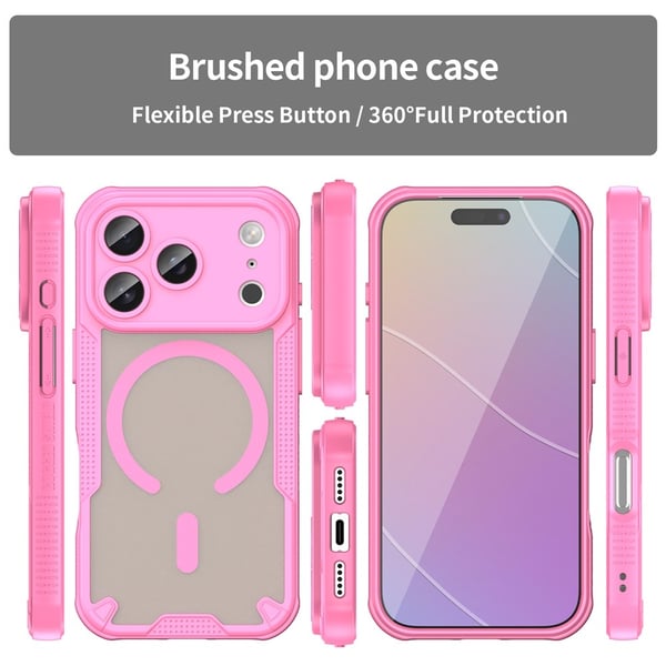 SKALO iPhone 17 Pro Armor Hybrid Frosted Cover - Pink