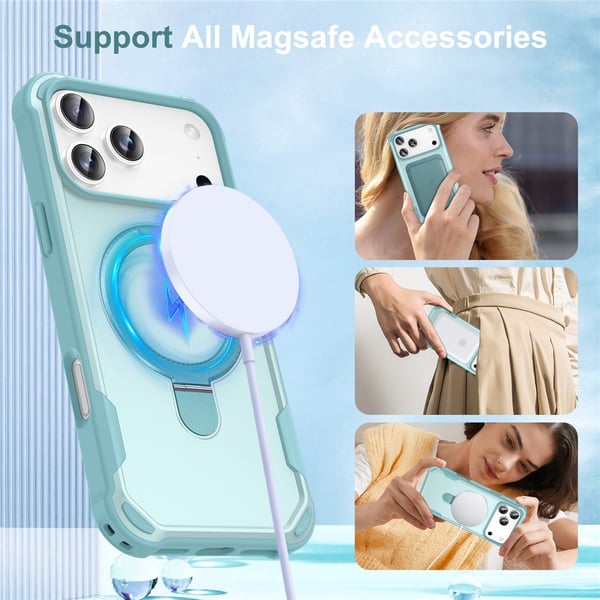 SKALO iPhone 17 Pro Armor Ring Suojakuori - Sininen