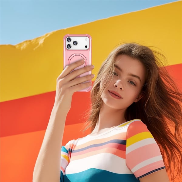 SKALO iPhone 17 Pro Armor Ring Cover - Pink