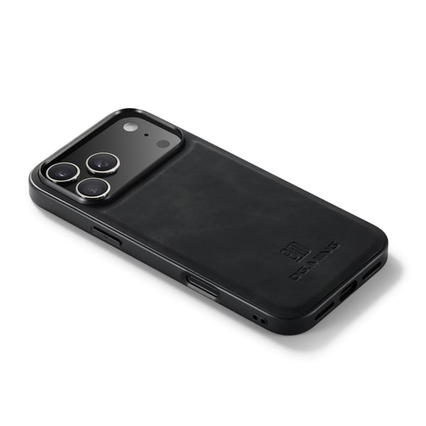 DG MING iPhone 17 Pro Premium PU-læder Hybrid Cover - Sort
