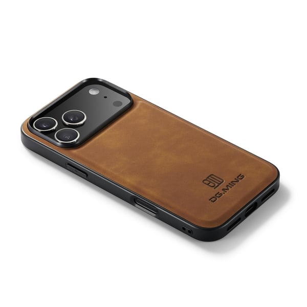 DG MING iPhone 17 Pro Premium PU-læder Hybrid Cover - Brun