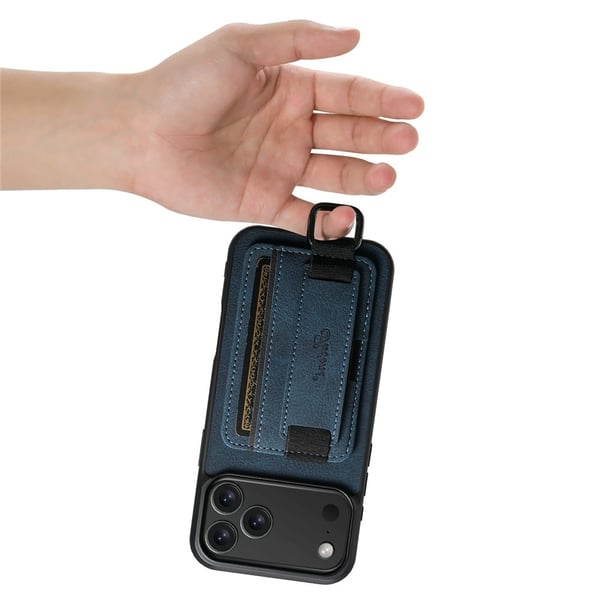 SKALO iPhone 17 Pro SUTENI H13 PU-læder Kortholder Cover - Blå