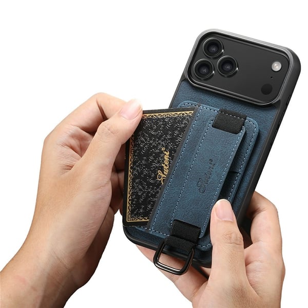 SKALO iPhone 17 Pro SUTENI H13 PU-læder Kortholder Cover - Blå