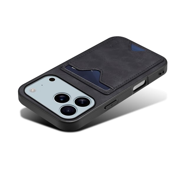 SKALO iPhone 17 Pro DENIOR PU-Læder Kortholder Cover - Sort