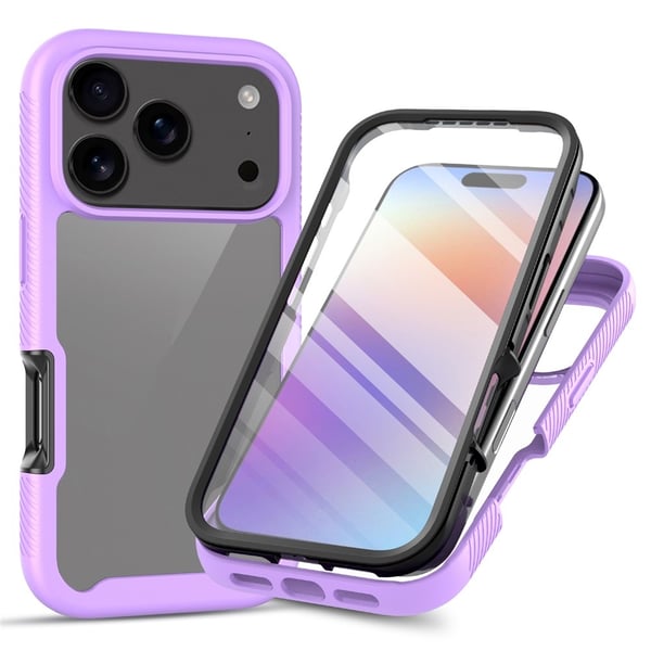 SKALO iPhone 17 Pro Shockproof Clear Hybrid+Skærmbeskyttelse Cover - Lilla