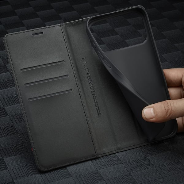SKALO iPhone 17 Pro LC.IMEEKE Carbon Fiber Flip Cover - Sort