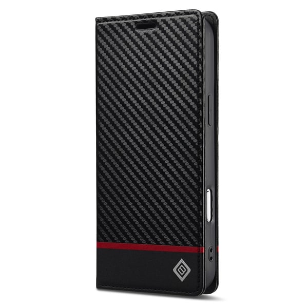SKALO iPhone 17 Pro LC.IMEEKE Carbon Fiber Flip Cover - Sort