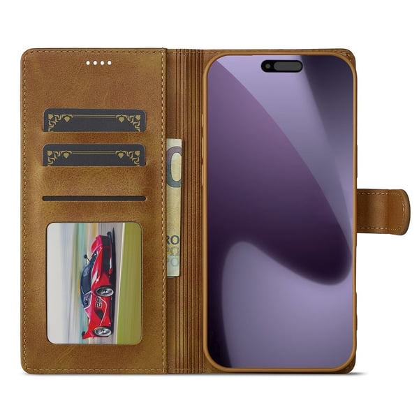 SKALO iPhone 17 Pro LC.IMEEKE Premium PU-læder Flip Cover - Lys brun