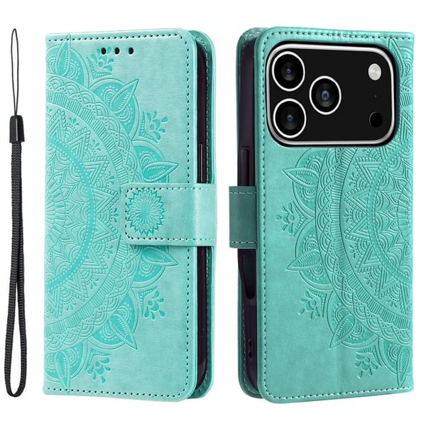 SKALO iPhone 17 Pro Mandala Lompakkokotelo - Turkoosi