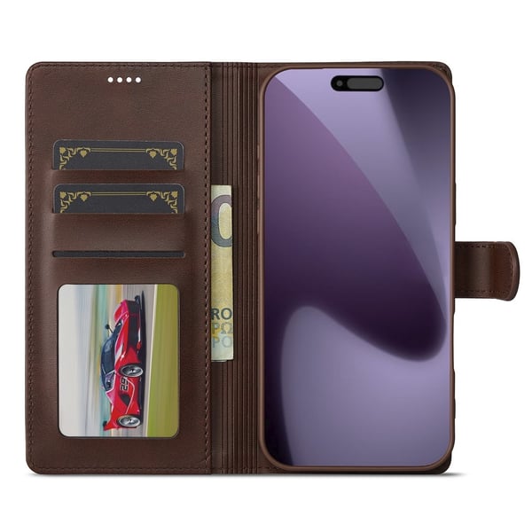 SKALO iPhone 17 Pro LC.IMEEKE Premium PU-læder Flip Cover - Brun