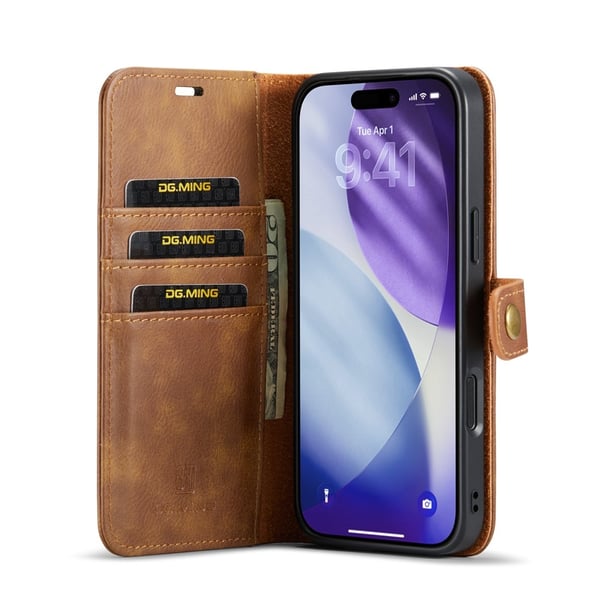 DG MING iPhone 17 Pro 2-i-1 Magnet Flip Cover - Brun