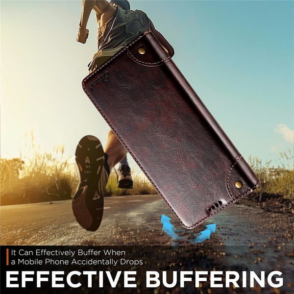 SKALO iPhone 17 Pro SUTENI PU-Læder Flip Cover - Brun