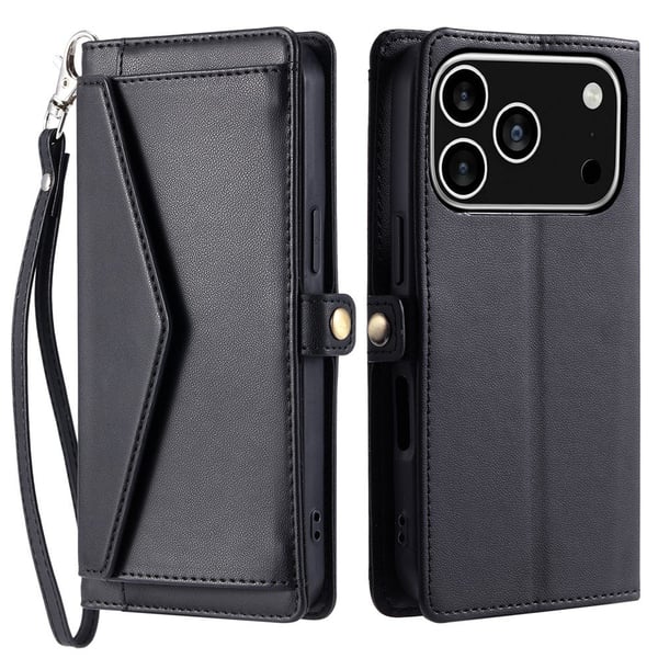 SKALO iPhone 17 Pro PU-Læder Kuvert Flip Cover - Sort