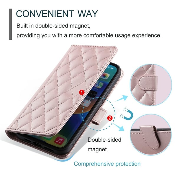 SKALO iPhone 17 Pro Tikattu Olkahihna Lompakkokotelo - Ruusukulta