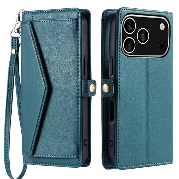 SKALO iPhone 17 Pro PU-Læder Kuvert Flip Cover - Grøn